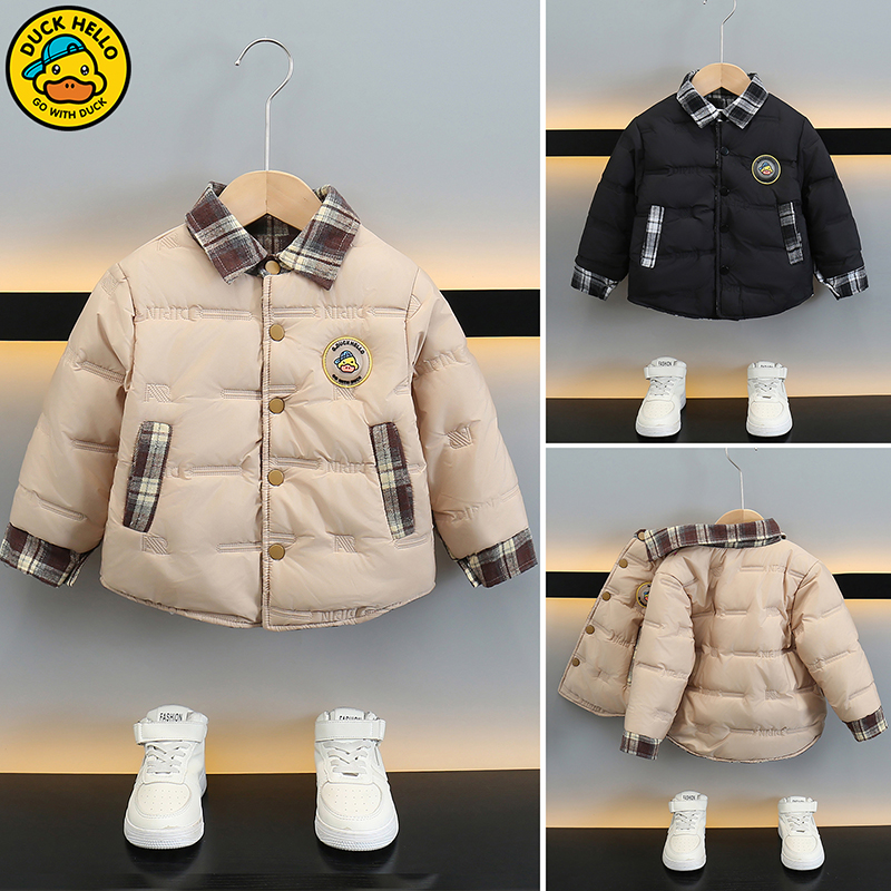 【双面双穿】亲子小黄鸭假两件男女童秋冬季新款夹棉外套