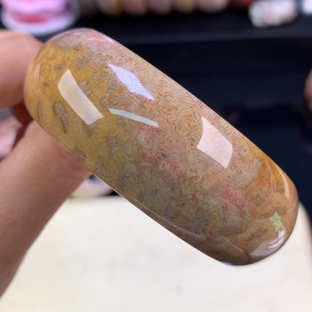 硅化珊瑚（珊瑚玉）未镶嵌颈饰五折彩虫56.5圈（31号）