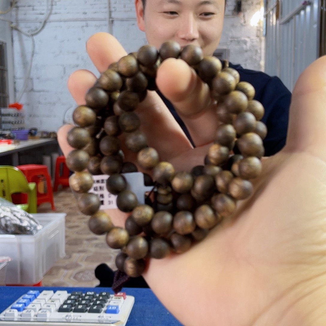 沉香手串棋楠金沙叶圆珠长串0.9/31克多样性发一
