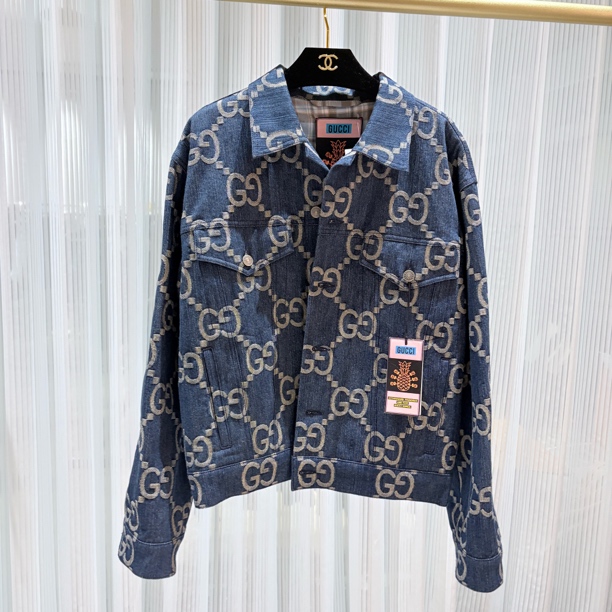 未使用 GUCCI/古驰 经典满印牛仔外套/46码/2102