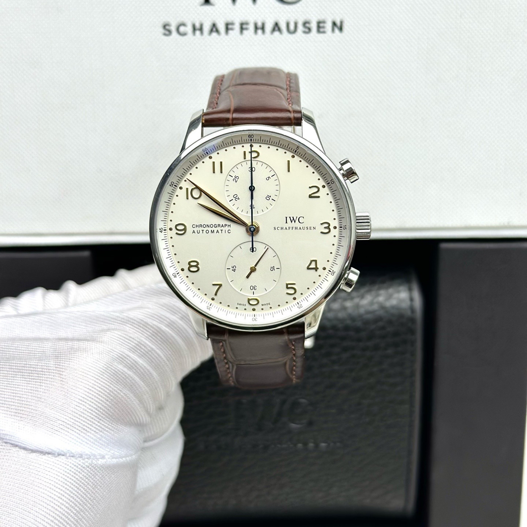 99新 IWC/万国 IW371445葡萄牙41白盘数字刻棕/15年