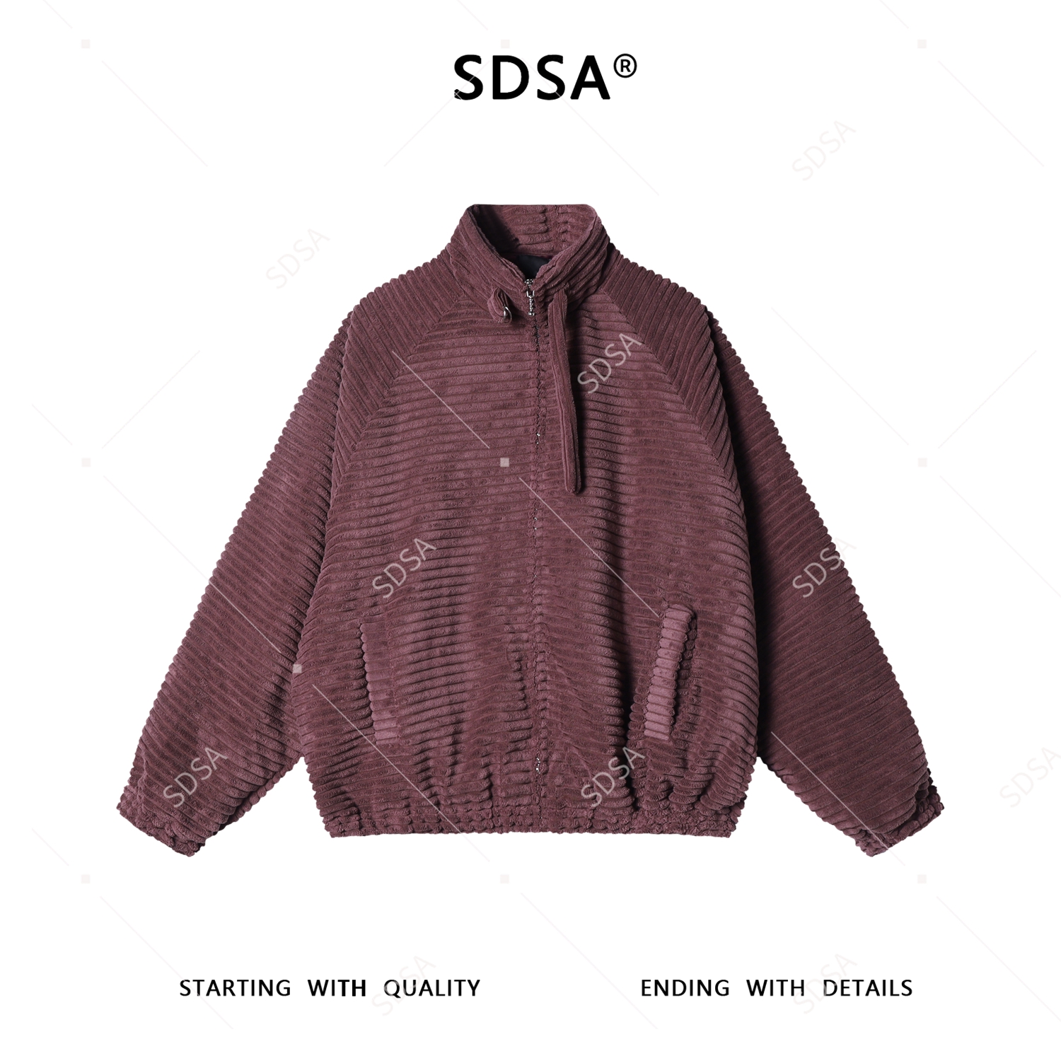 SDSA男士秋冬新款痞帅男装韩版简约条纹梭织外套夹克立领百搭宽松