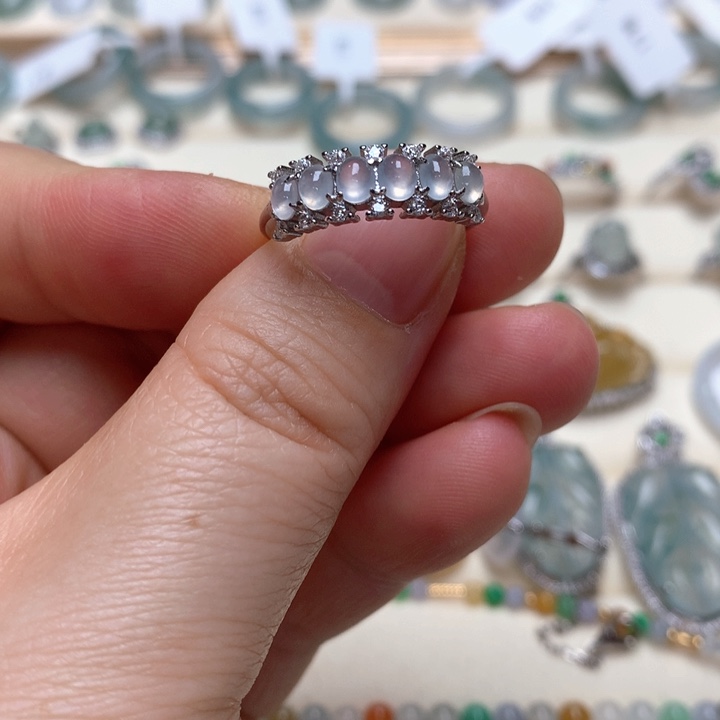 翡翠银S925镶嵌颈饰翡翠戒指