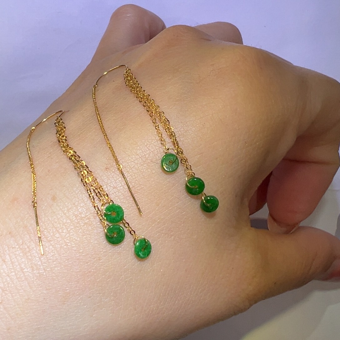 翡翠颈饰18K金镶嵌耳环