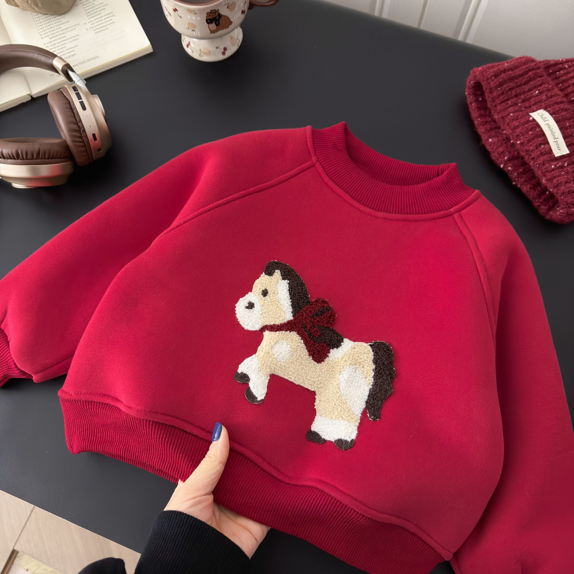 【新年服】男女童贴布绣马年加厚绒卫衣亲肤保暖儿童卫衣