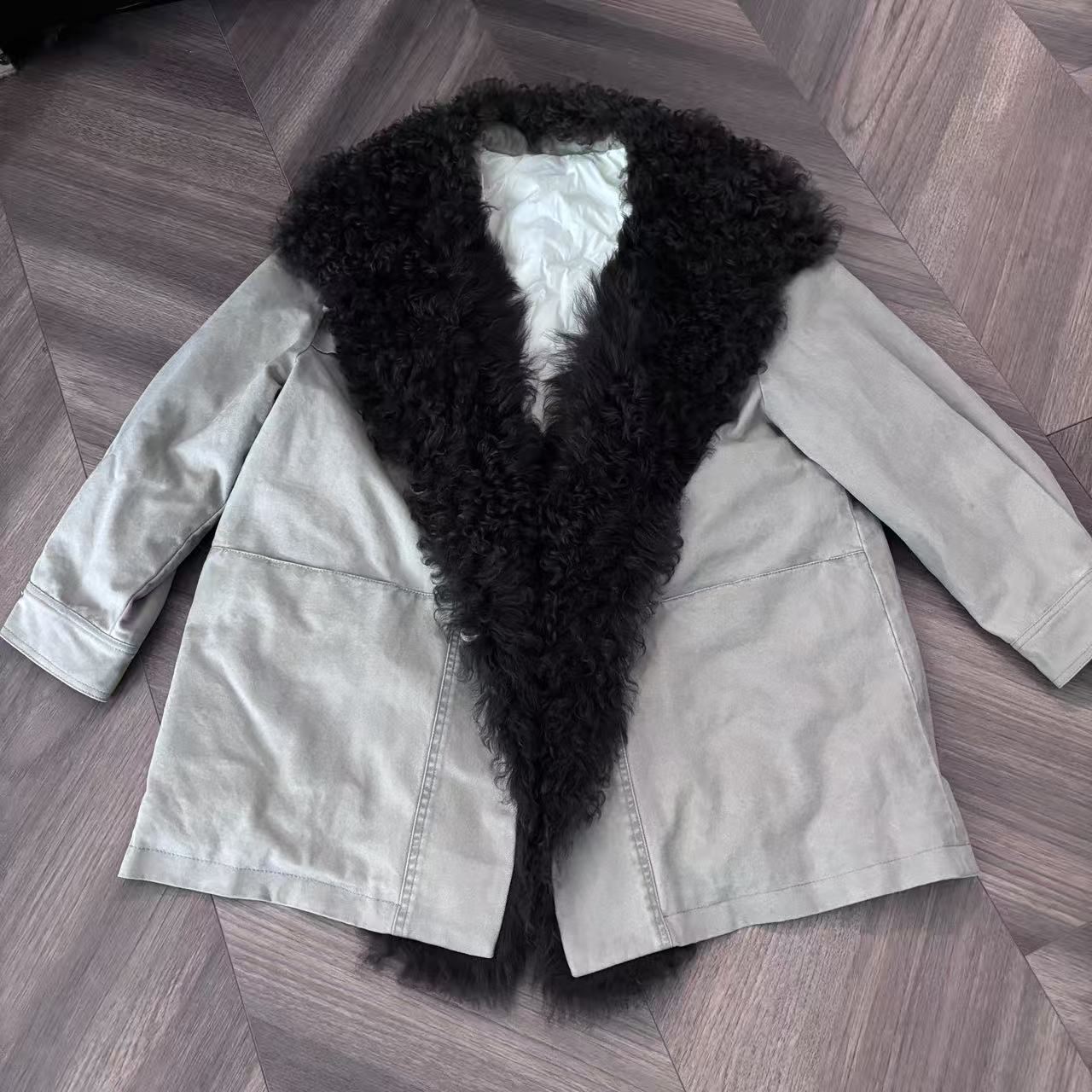 【苏茵】皮毛一体托卡派克服鹅绒2025上衣冬季皮草外套中长款羽绒服