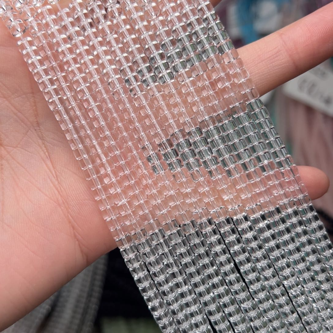 玛瑙/玉髓合金珠宝半成品L334。 4.3mm白水晶直切隔片三条