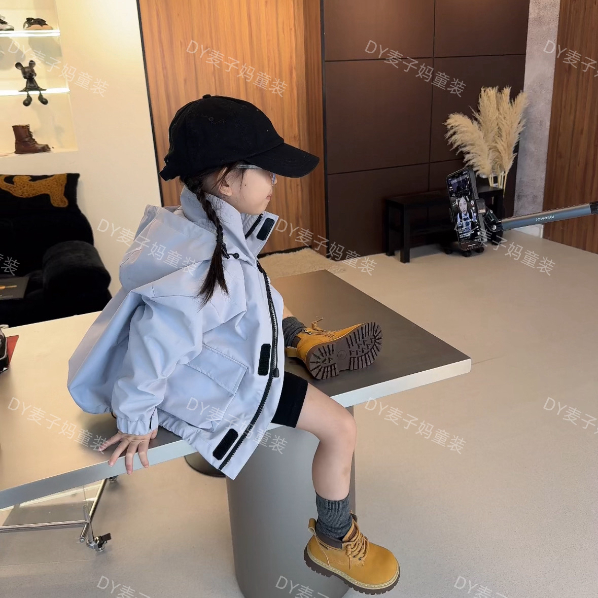 现货MZ.儿童秋季中性魔术贴休闲百搭拉链风衣外套345