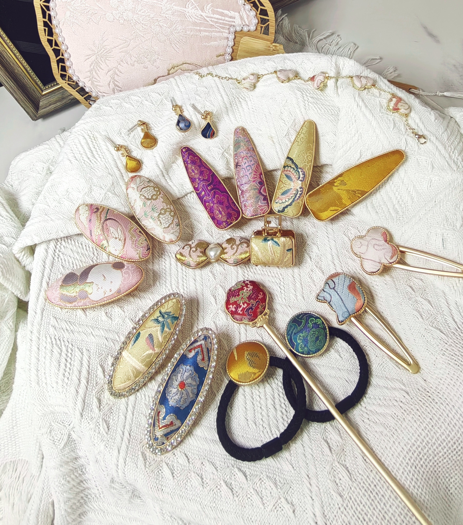 预售7天宋锦发夹压襟抓夹