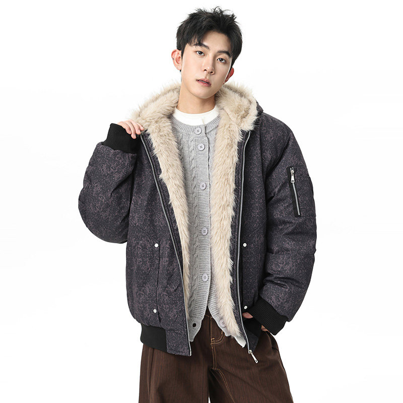 2025冬季新款男士韩版加厚连帽棉服加绒潮流棉衣外套MY2267