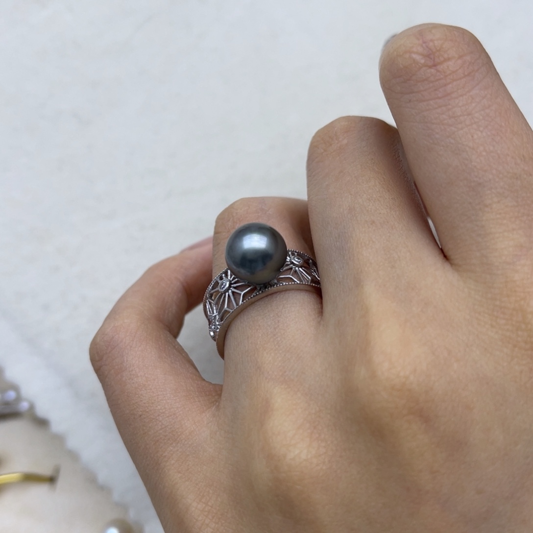 银S925镶嵌海水珍珠戒圈