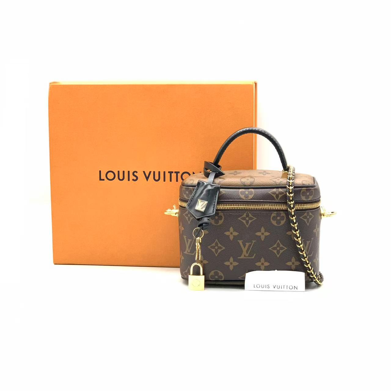 99新 LouisVuitton/路易威登 老花拼色化妆盒子包