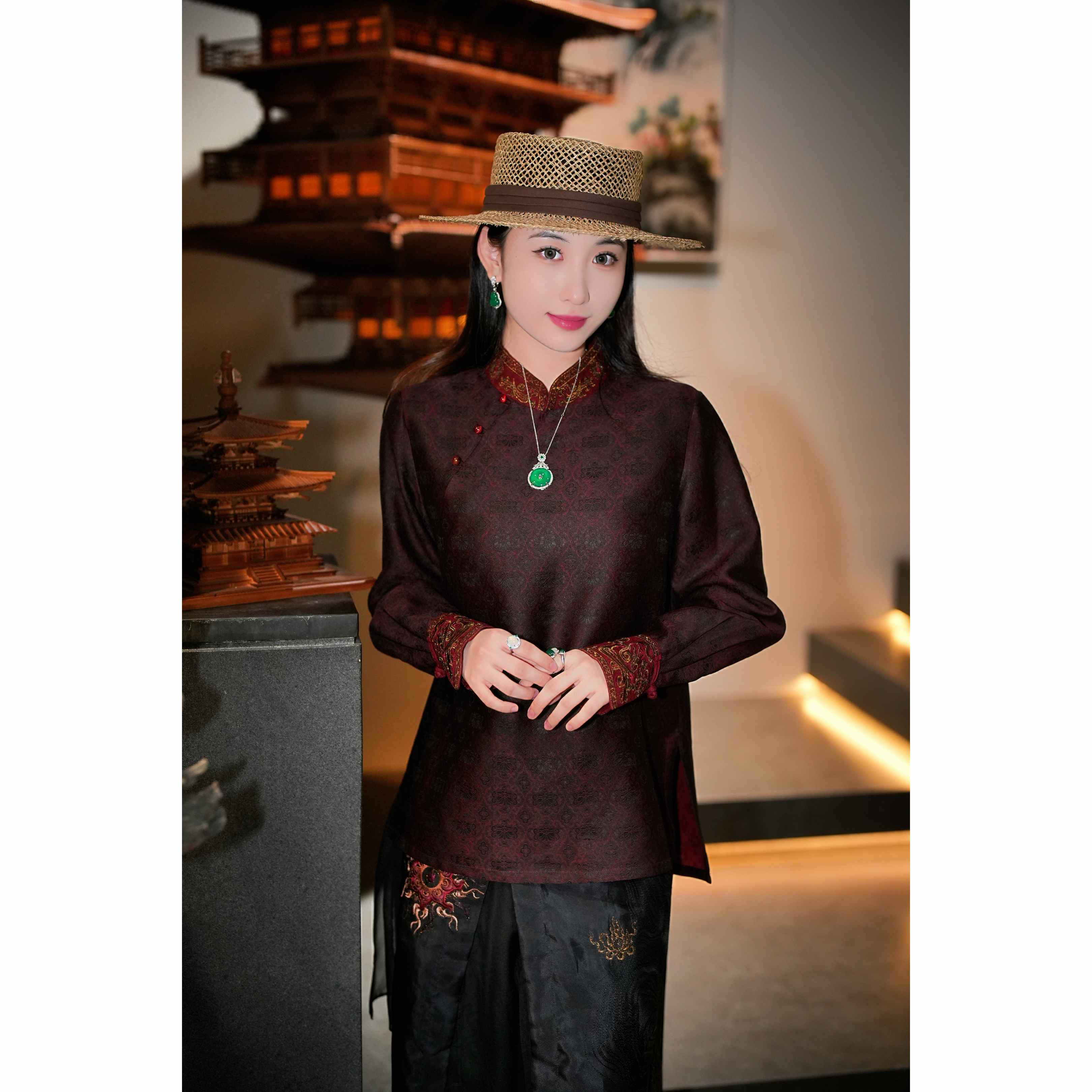 蓝大【绫烟】新中式桑蚕丝上衣5732