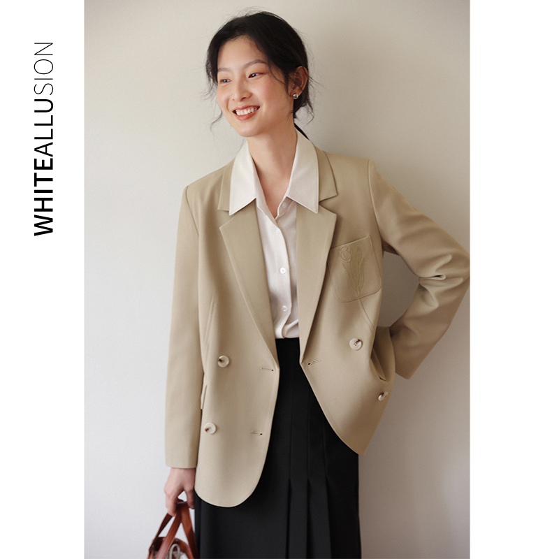 年终大促【976】刺绣西装外套女早春新款设计感气质西服上衣休闲