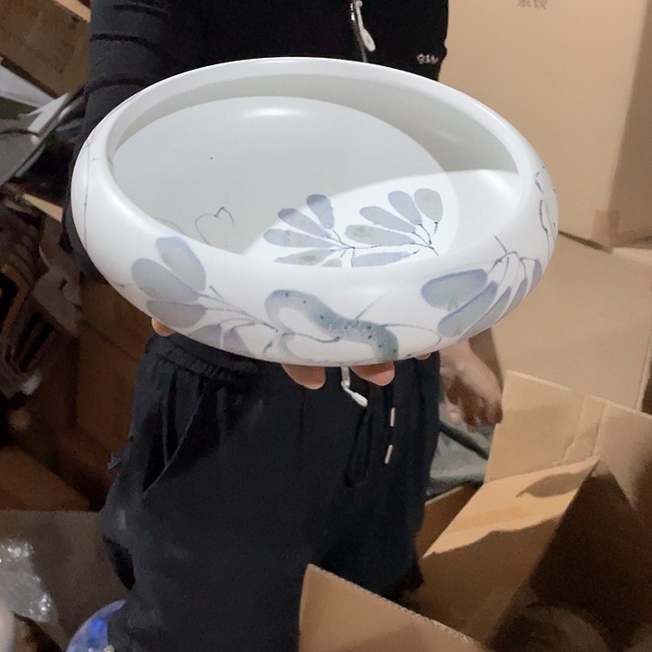 陶瓷花瓶，仿真绿植。