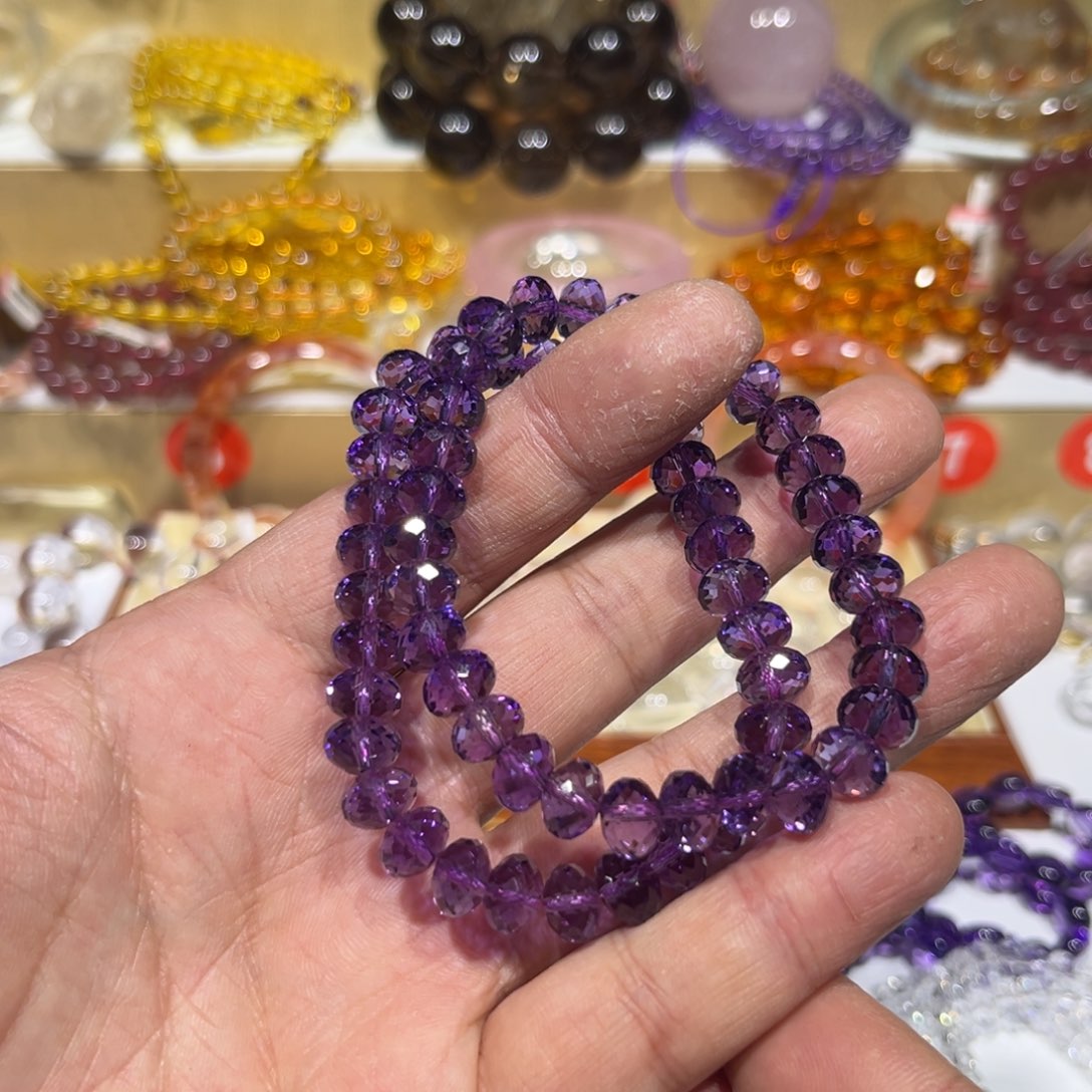 非金属巴西紫切面手串8m