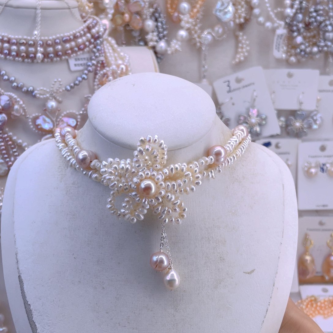 未镶嵌耳饰淡水珍珠项链