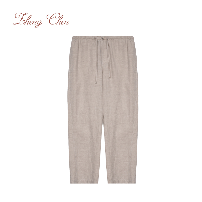 （高端黑标）意大利Fabrica亚麻棉混纺水洗效果休闲裤 M-P10071