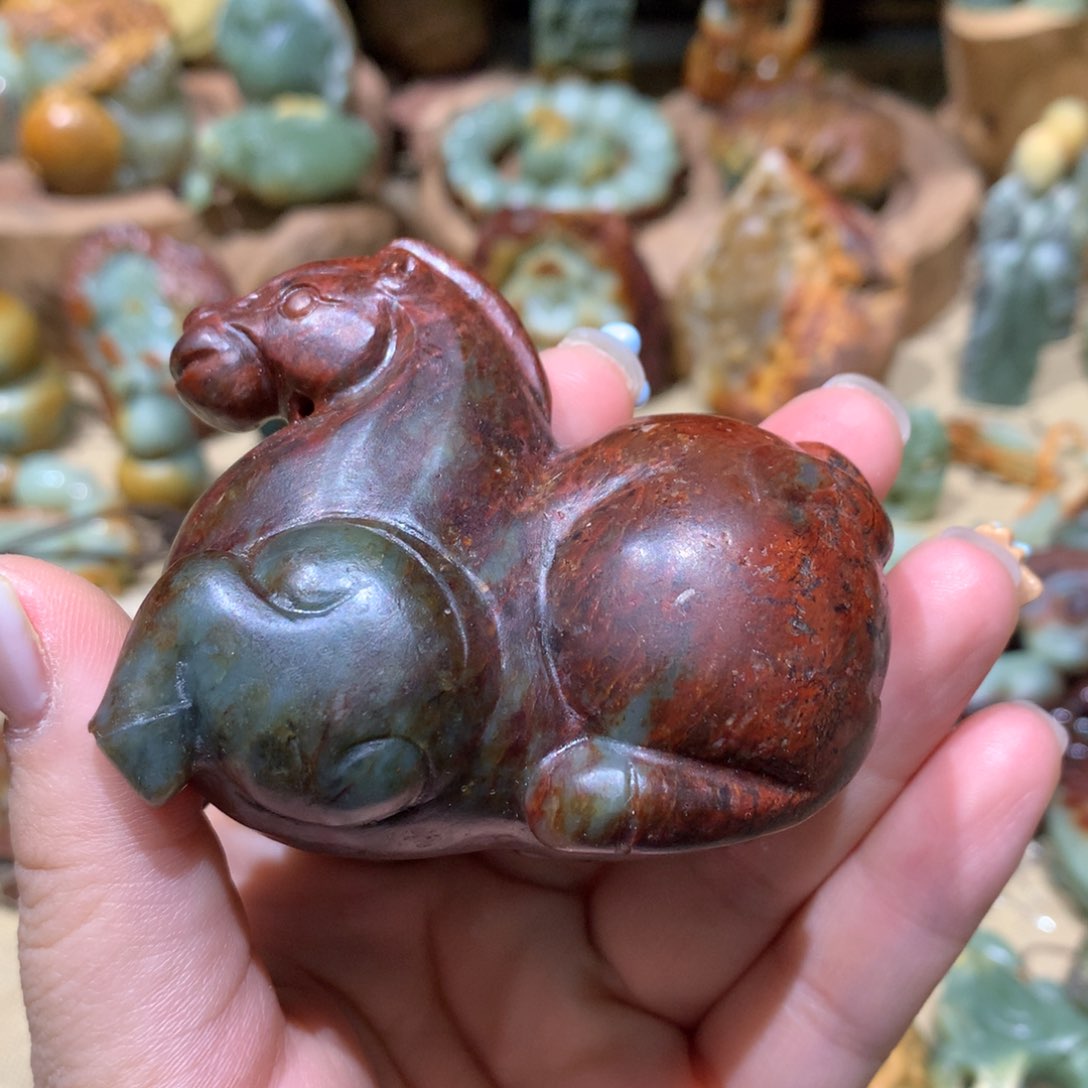 岫岩河磨玉（透闪石质玉）手把件未镶嵌