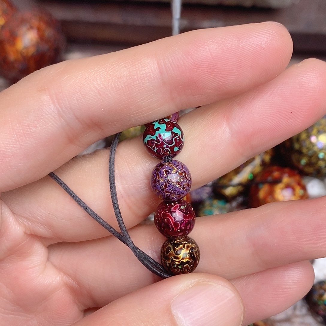 雨**荷大漆手做工艺珠子08