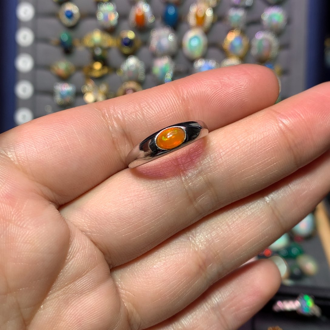 欧泊戒指款式银S925镶嵌