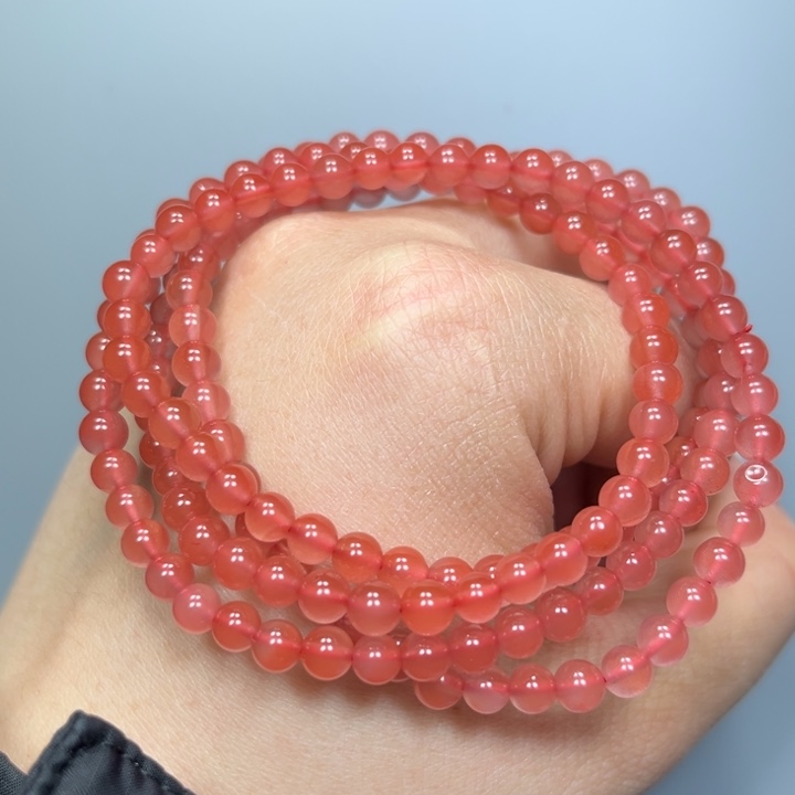 南红玛瑙冰粉小米珠多圈4mm未镶嵌