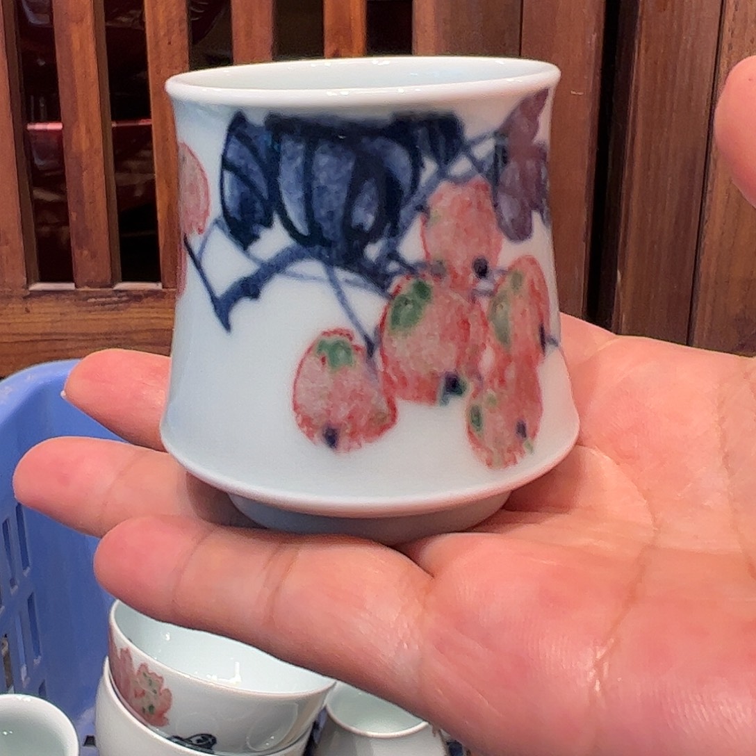 青花釉里红色差放漏杯60cc