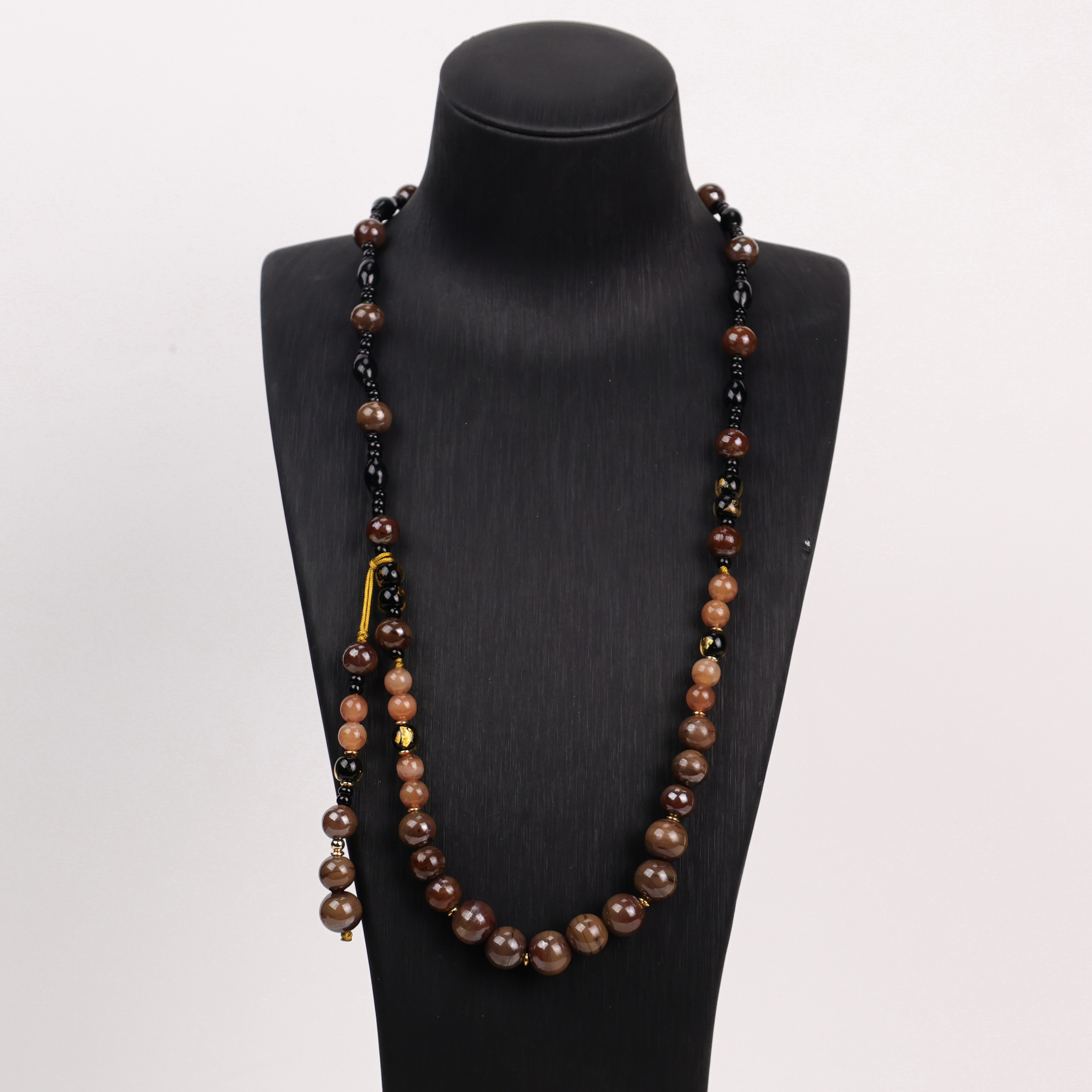 合金项链 玉楼东合金项链 LZ1859 大地色女娲胡桃色黑色小米珠绳