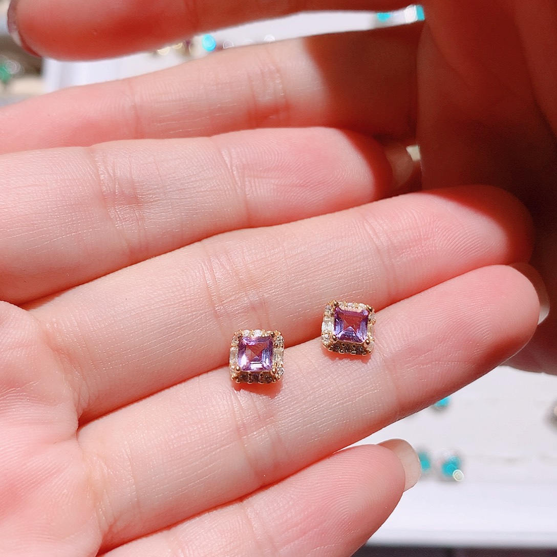 银S925镶嵌耳饰紫晶