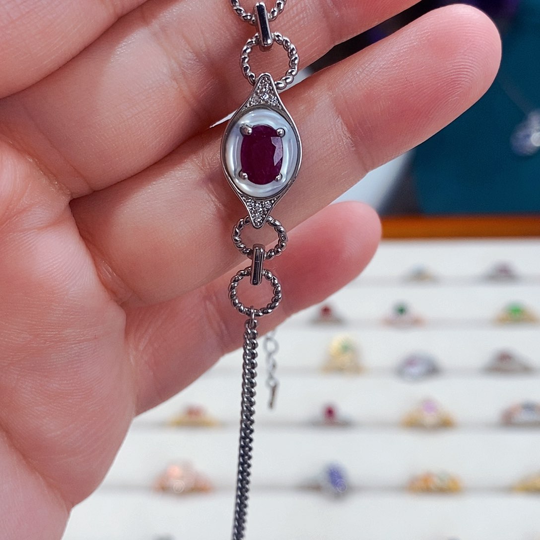 红宝石手链银S925镶嵌