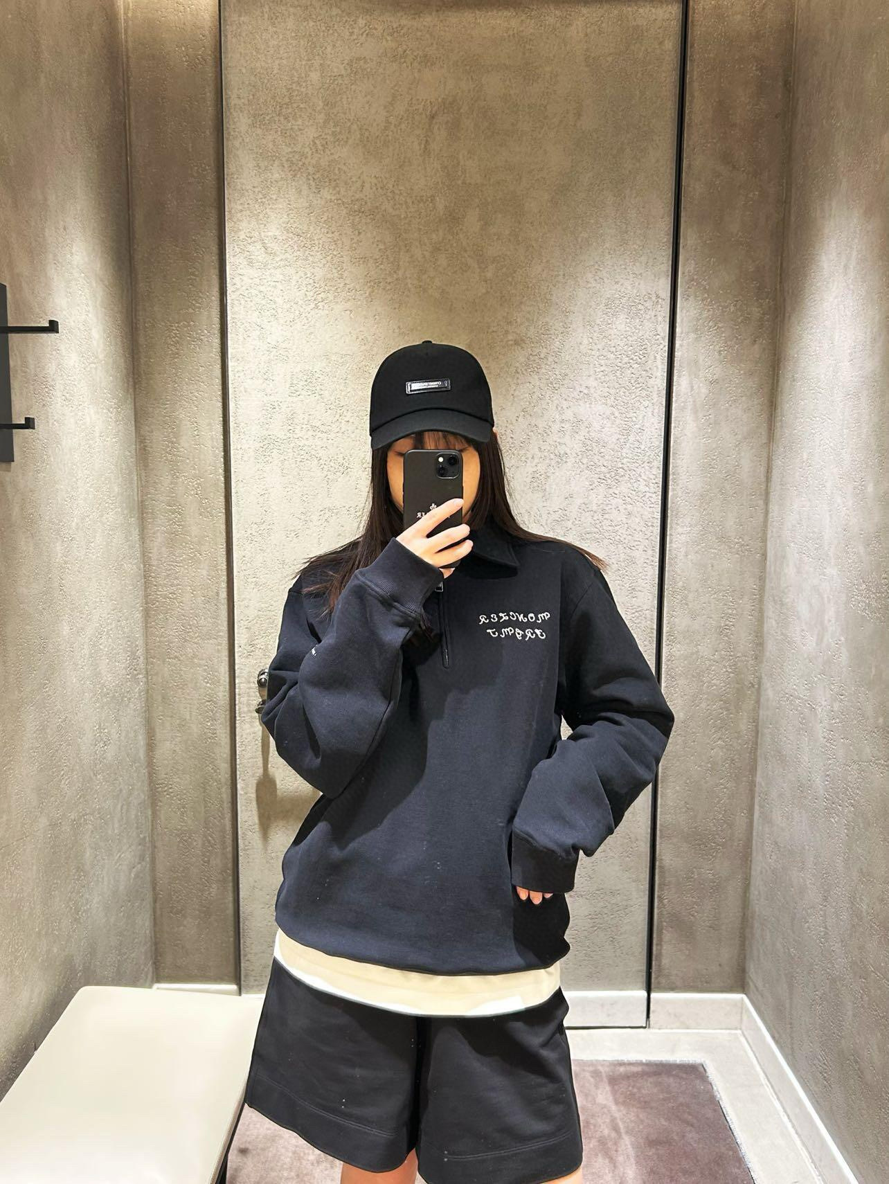刺绣印花标识半拉链常规款纯棉毛圈卫衣男女同款