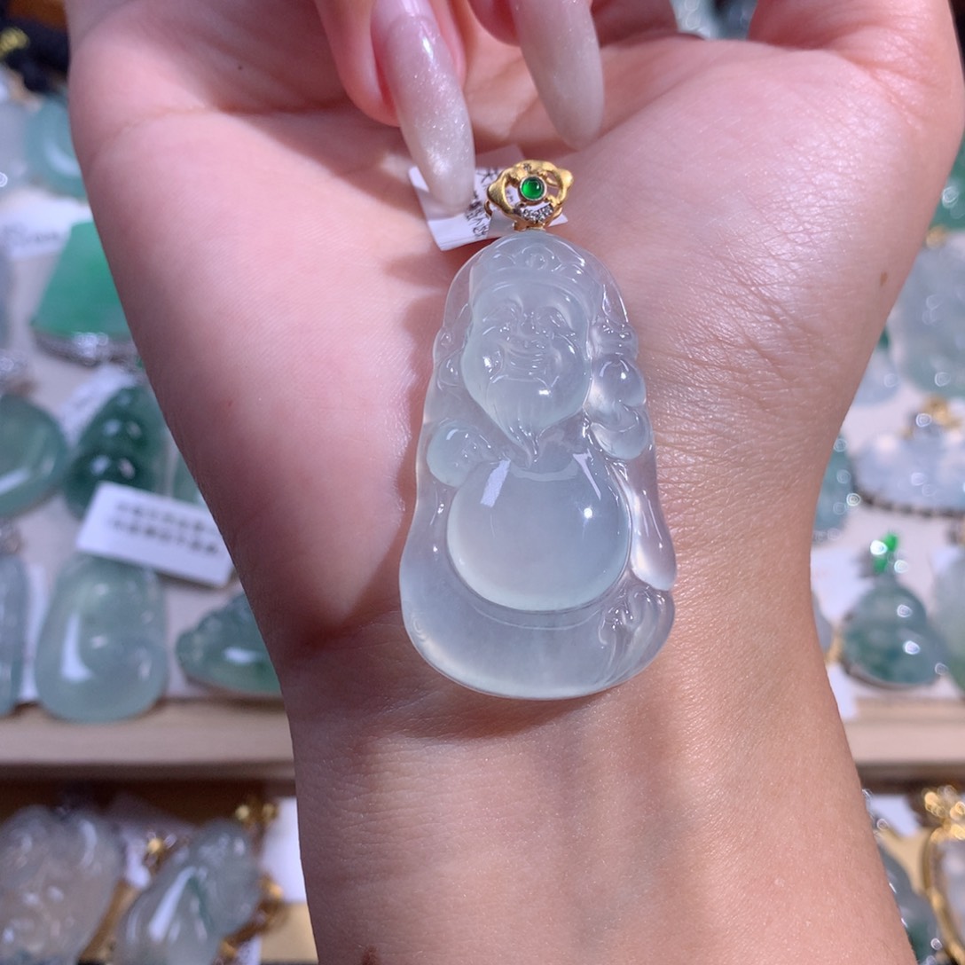 翡翠吊坠(不含链)18K金镶嵌