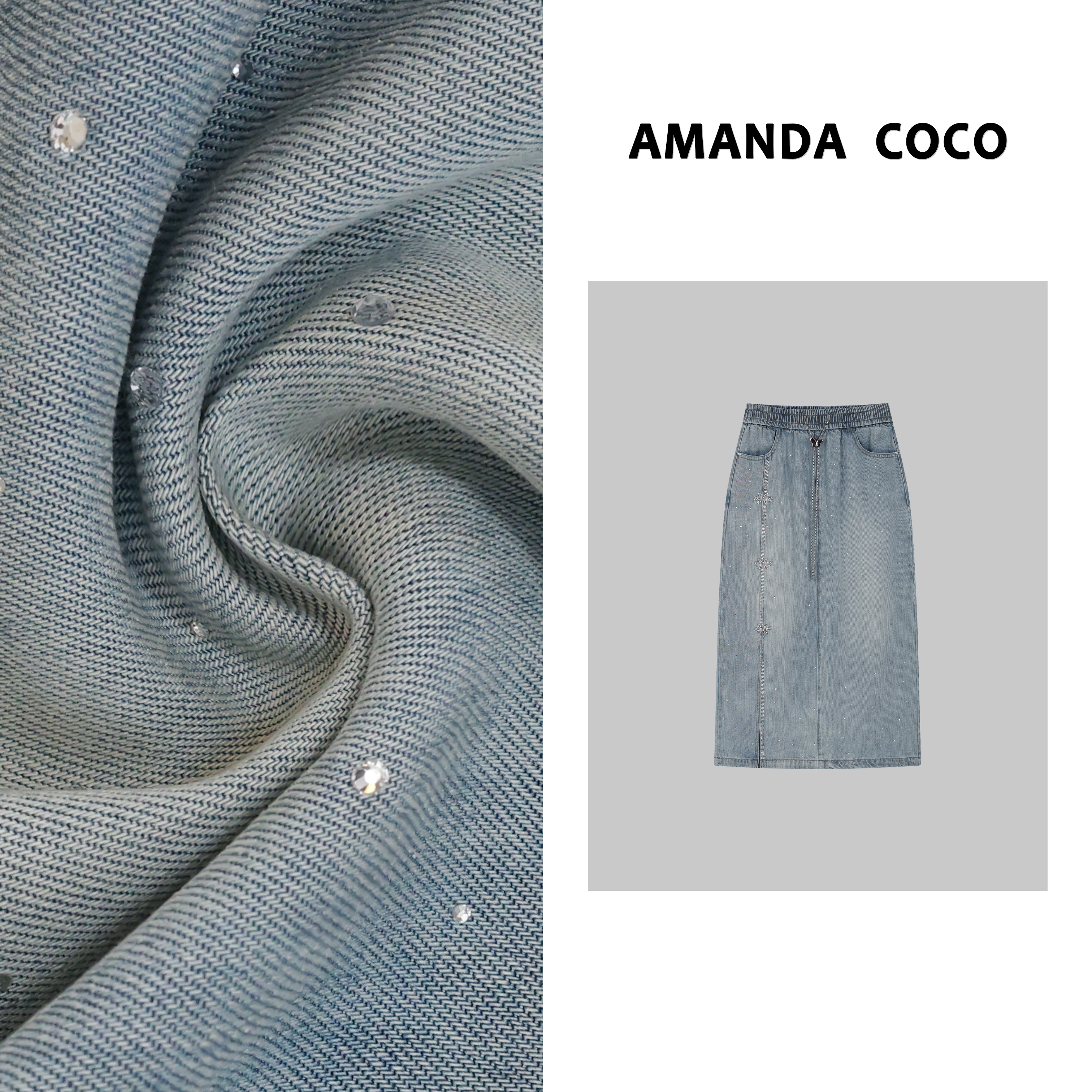 【达人专属】设计师款~高定烫钻松紧腰头半裙