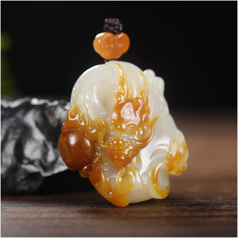 玉石缘【龙行天下28g】新疆和田玉籽料生肖龙精品男女款挂件吊坠