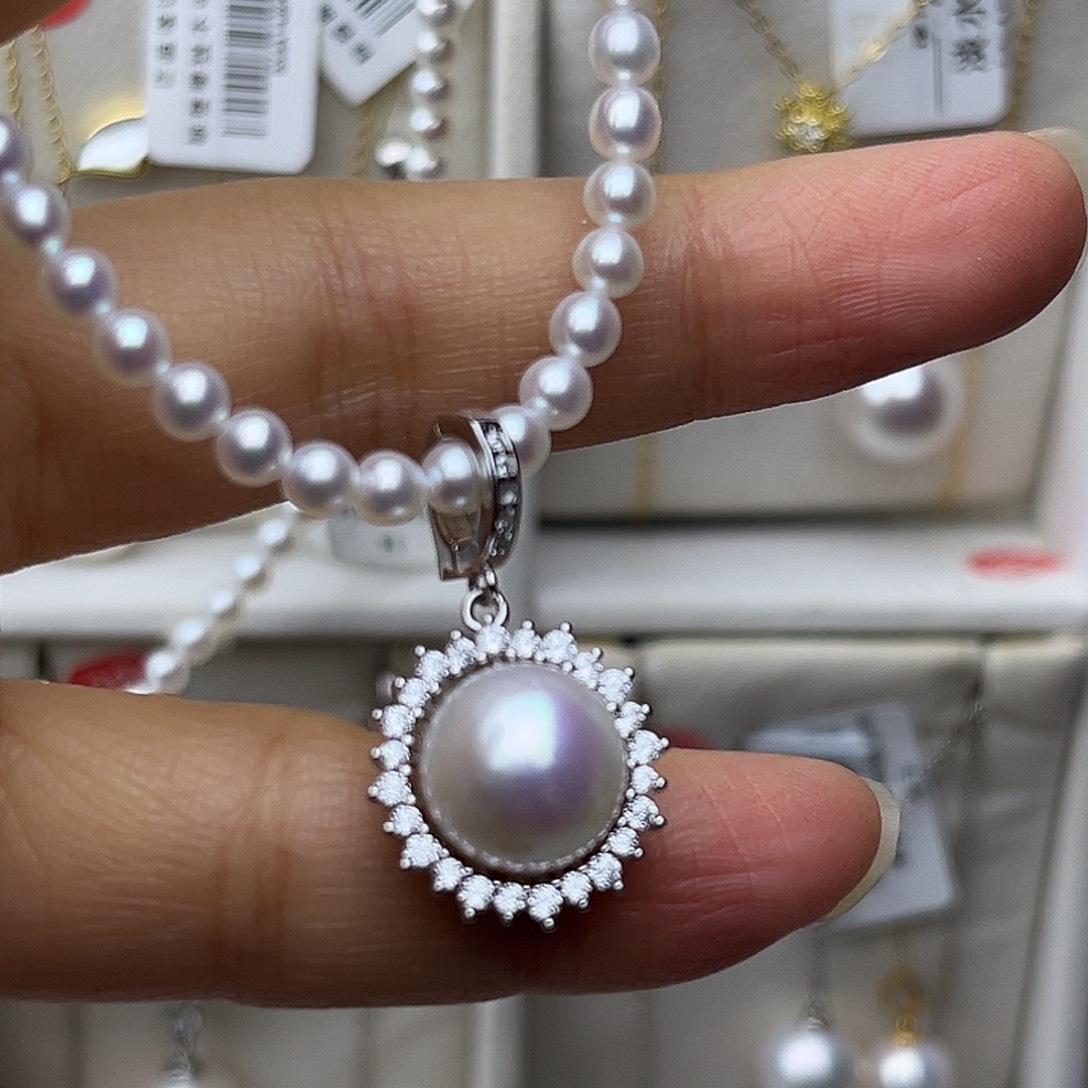 银时尚简约百搭太阳花白珠