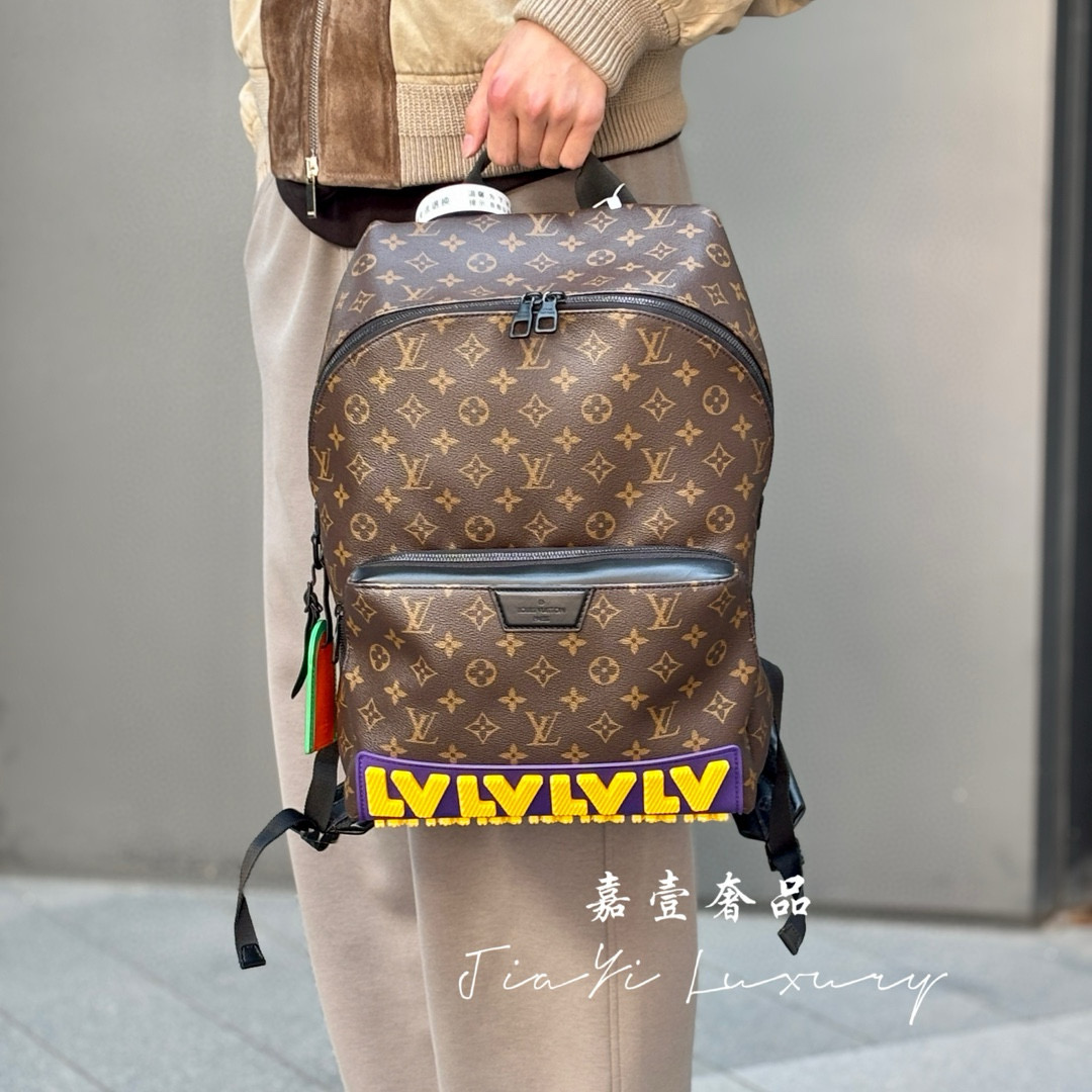99新 LouisVuitton/路易威登 嘉壹/(6758)经典老花帆布牛皮双肩包