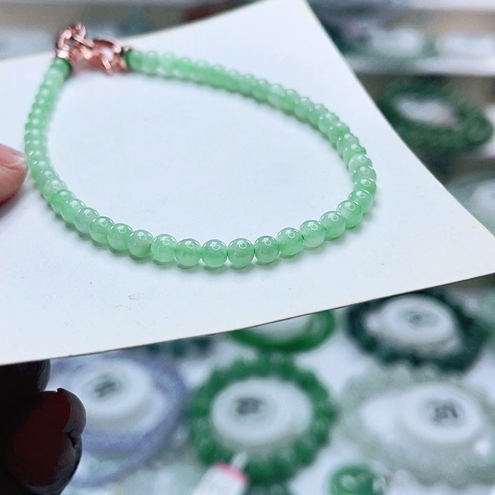 翡翠未镶嵌手链天然翡翠手链3.6mm