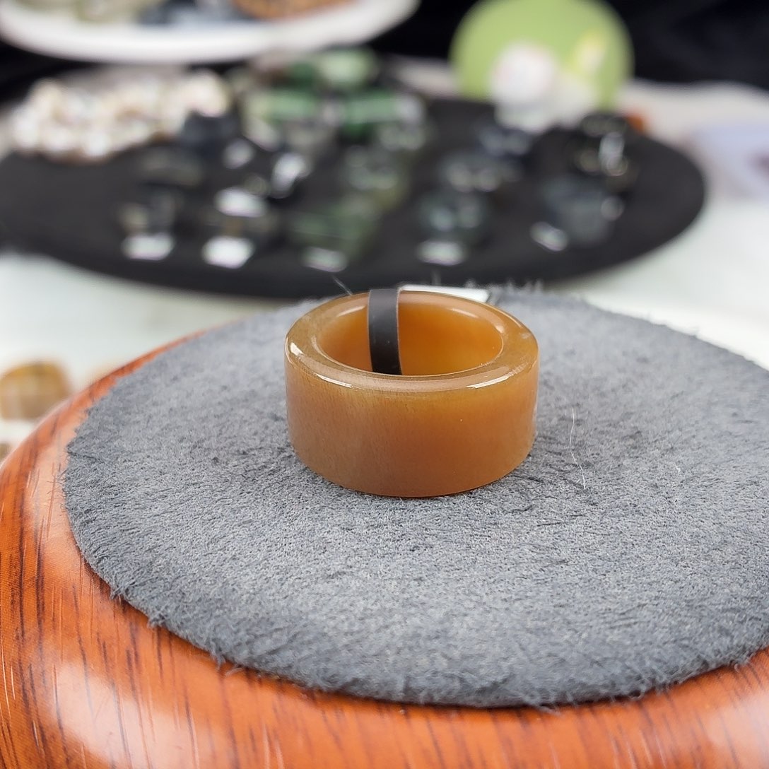 和田玉未镶嵌戒指b104糖圆切17