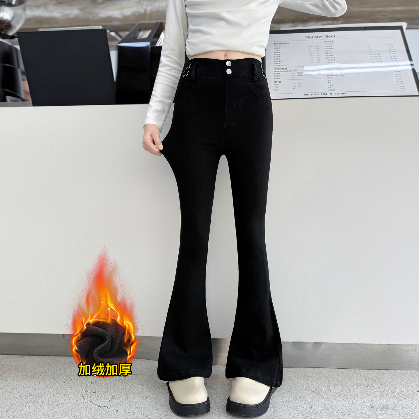 女童牛仔喇叭裤秋装2025新款女大童修身高弹裤子女孩秋季百搭长裤