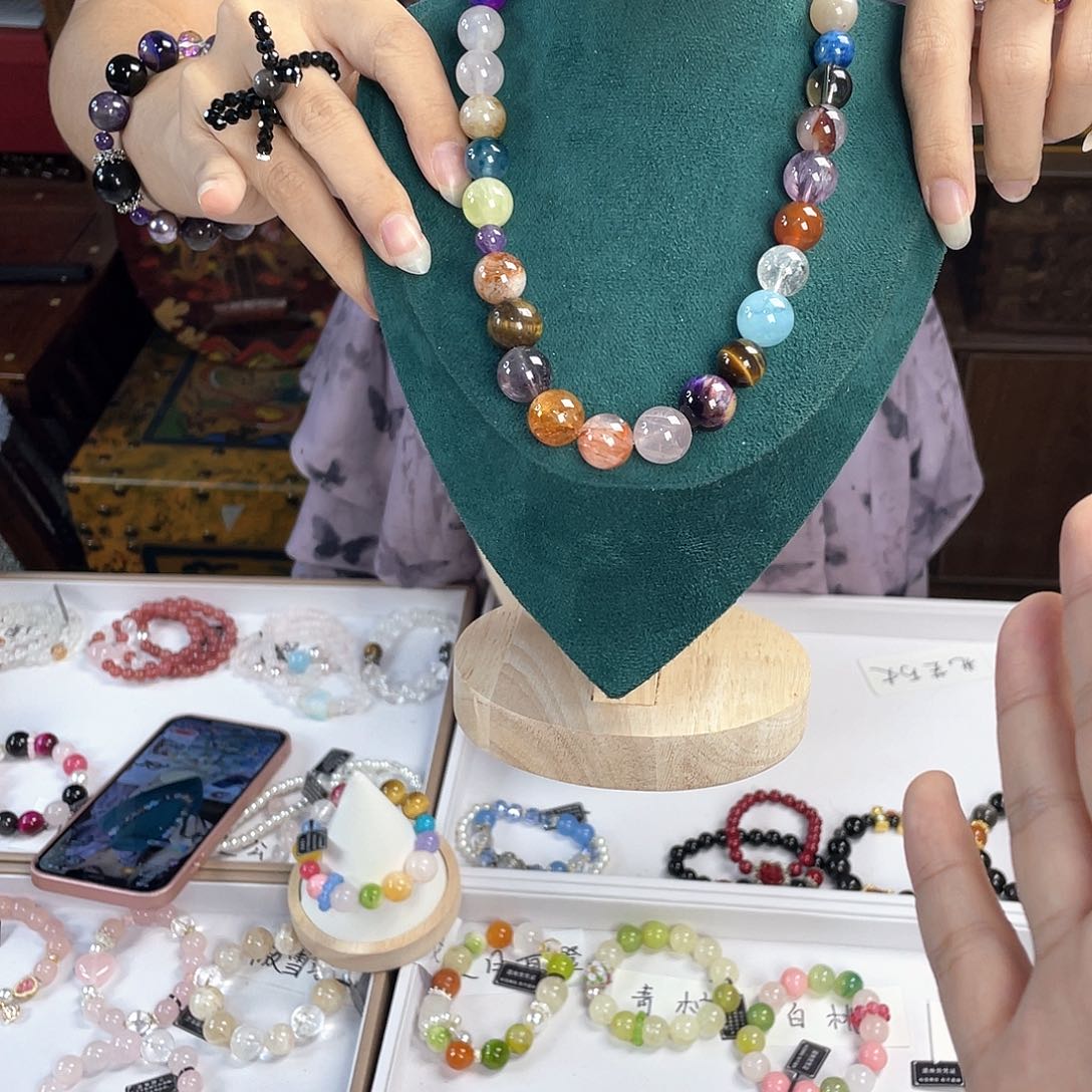 水晶手链银S925镀金镶嵌