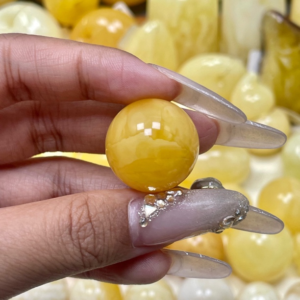 圆珠20.5mm•腰花焦皮料兰蜜珠宝天然原矿琥珀蜜蜡