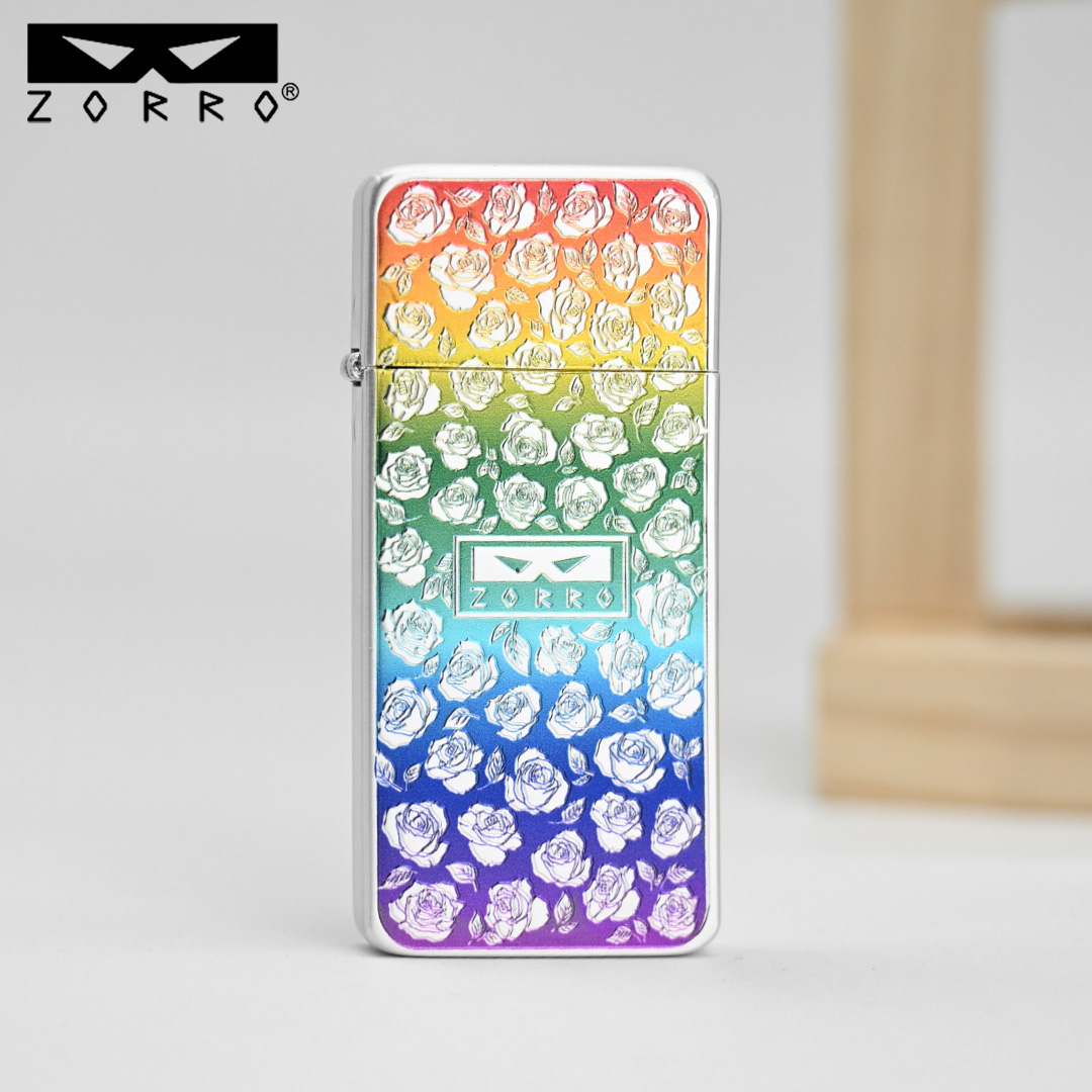 ZORRO佐罗二代超薄彩虹玫瑰防风煤油打火机男士礼物七夕礼物男友
