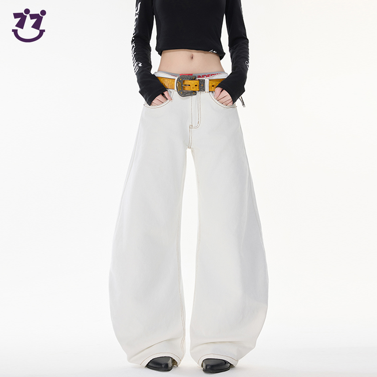 7ii7【经典延续2.0】设计感弯刀休闲牛仔裤 L9057