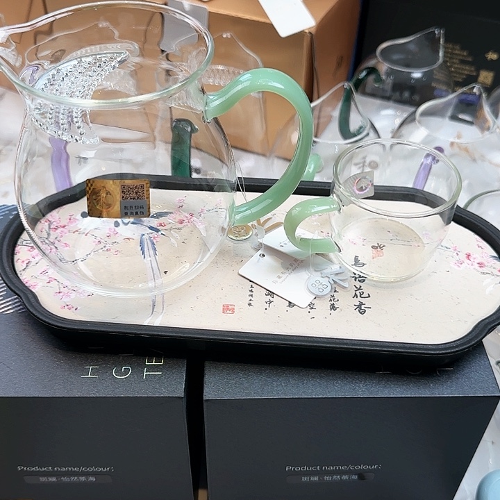 禾器观禄煮茶器浅玉色加小杯