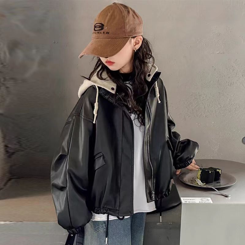 女童皮衣外套春秋款2025新款女孩大童早秋酷帅皮夹克儿童秋装上衣