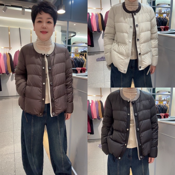 【娅姐专属】秋冬简约圆领短款轻薄保暖鸭绒羽绒服7713