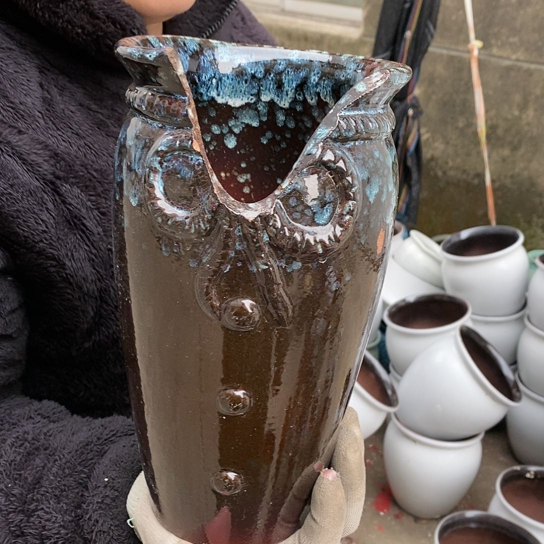 紫砂花盆瑕疵口14高25