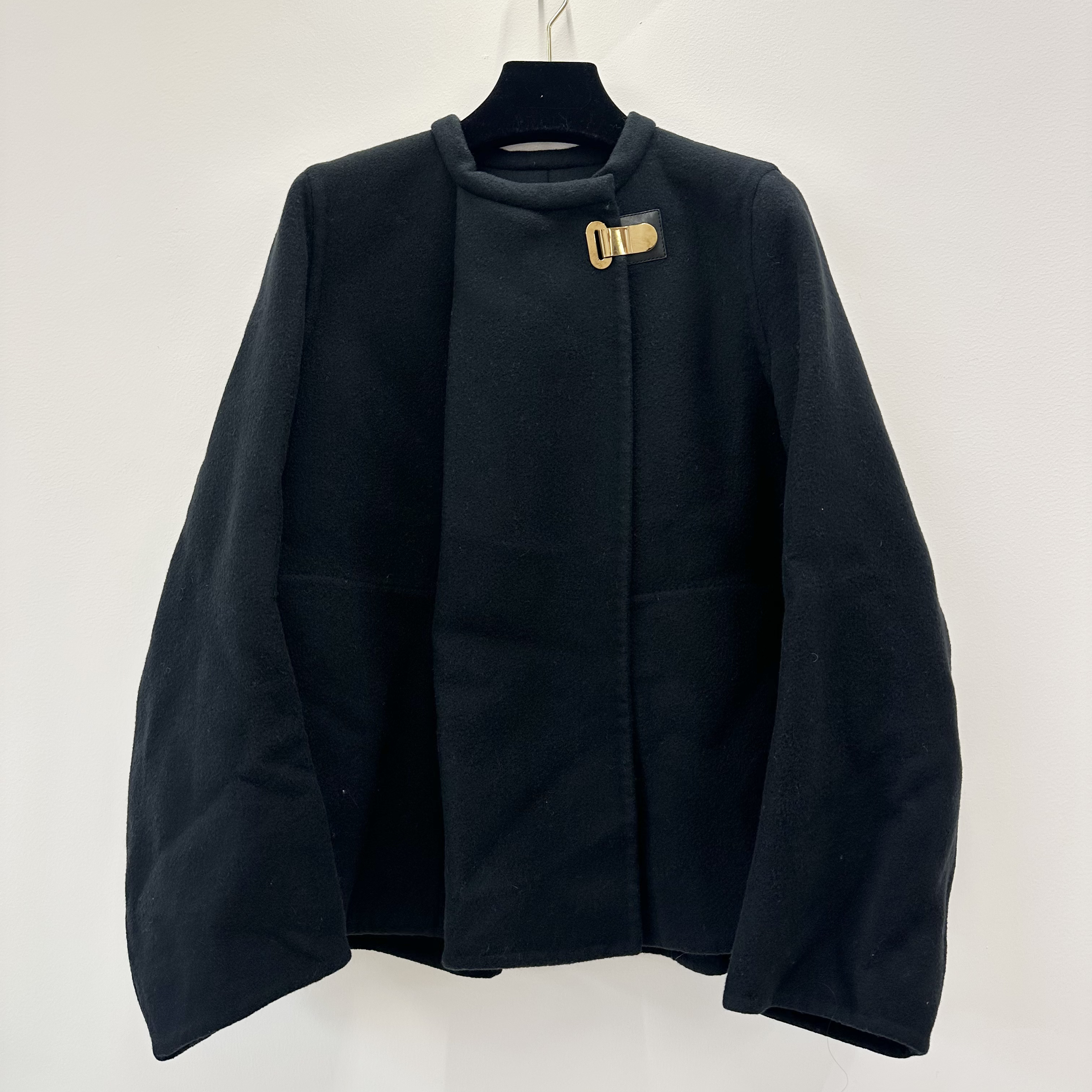 95新 Hermes/爱马仕 36码 藏蓝色 长袖 毛呢 外套
