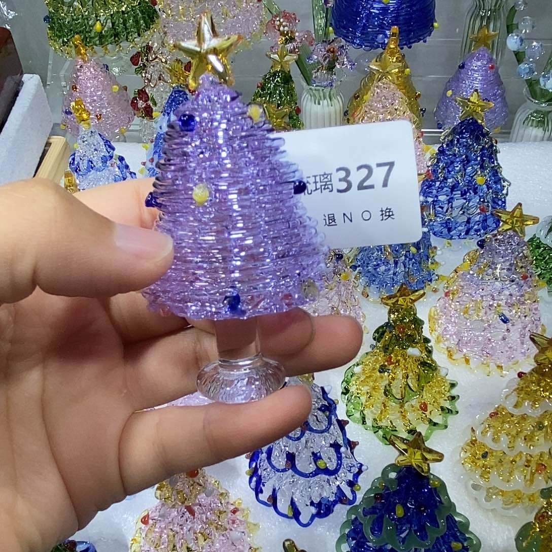 寄***雾玻璃颈饰327紫色圣诞树