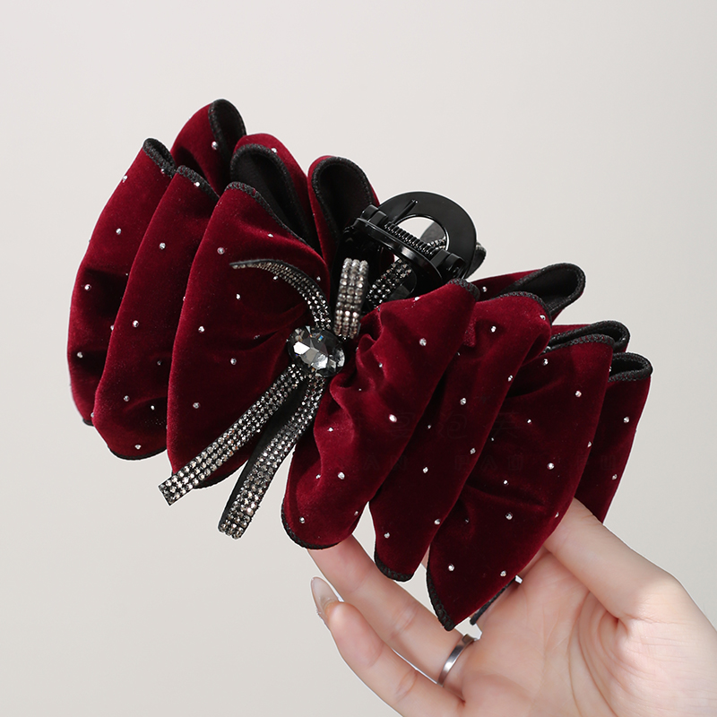 时宴泡芙星晴泡泡抓夹蝴蝶结丝绒星芒缀饰后脑勺发夹日常鲨鱼夹女